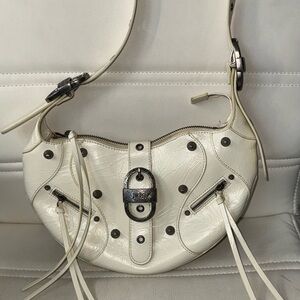 JW PEI Tessa Crushed Shoulder Bag White with Metal Accents